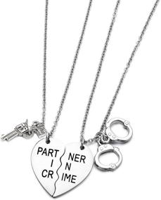 img 4 attached to JRXOO Best Friend Set For 2 - Partner In 👯 Crime Necklace - BFF Necklace for Best Friend - Sister Jewelry