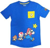 blue nintendo super mario screen printed pocket tee - size 14/16, perfect for big boys logo