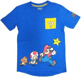 img 2 attached to Blue Nintendo Super Mario Screen Printed Pocket Tee - Size 14/16, Perfect for Big Boys