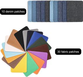 img 3 attached to 👖 Premium 40-Piece Denim Jean Repair Patch Kit - Iron On Fabric Patches for Clothing Repair, 20 Colors - Large Size 4.9 x3.7