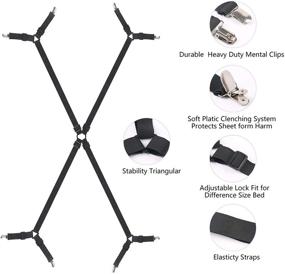 img 2 attached to 🛏️ Crisscross Adjustable Bed Sheet Suspenders with Heavy Duty Gripper Clips - RoseJeopal Fitted Sheet Holder Straps - Fits Twin/Twin XL/Full/Full XL/Queen/King/California King