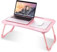 стол для ноутбука с подставкой для кровати и слотом для чтения на планшете, подходит для письма, просмотра фильмов, работы, завтрака, стоячего положения для детей - розовый. логотип