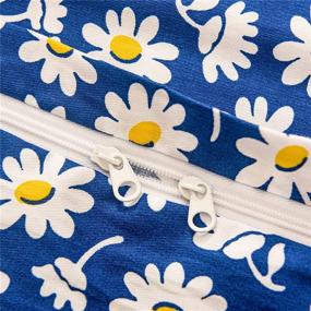 img 1 attached to 🌼 JELLYMONI Daisy Duvet Cover Set: Blue Floral Pattern on White Cotton, Queen Size - 3pcs Set with Zipper Closure