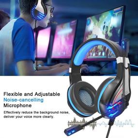 img 1 attached to 🎧 NPET HS10 Gaming Headset for PS4, PC, Xbox One Controller - Noise Cancelling Over-Ear Headphones with Mic, Soft Memory Earmuffs, LED Backlit, Volume Control (Blue)