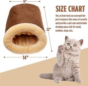 img 3 attached to 🐱 FLYSTAR Self Warming Cat Bed Cave - Cozy Faux Suede Indoor Cat Hideaway House Hole with Washable Sleeping Cushion Bed for Small, Medium, Large Cats - Clearance Offer