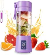 🍇 portable usb electric juicer blender with 6 blades and 380ml water bottle capacity, rechargeable 2000mah battery (purple) логотип