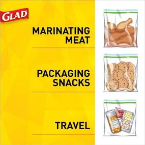 img 2 attached to 🥡 Glad Quart Size Zipper Plastic Bags for Trash & Food Storage - 50 Count, Pack of 4 (Package May Vary), Clear (79106)