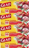 🥡 glad quart size zipper plastic bags for trash & food storage - 50 count, pack of 4 (package may vary), clear (79106) logo