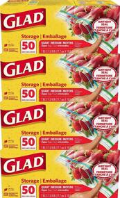 img 4 attached to 🥡 Glad Quart Size Zipper Plastic Bags for Trash & Food Storage - 50 Count, Pack of 4 (Package May Vary), Clear (79106)