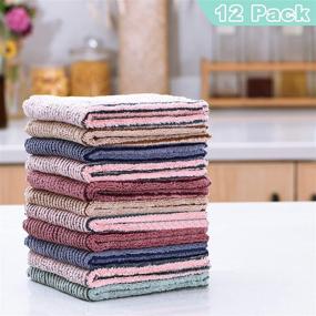 img 3 attached to 🧽 12 Pack Coral Fleece Dish Cloths: Lint Free, Absorbent, Fast Drying Kitchen Towels