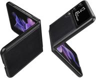 📱 premium genuine leather case for samsung galaxy z flip 3 5g 2021 - sleek black protective shell by joyye logo