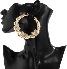 img 1 attached to Add a Touch of Elegance with HONB Gold Tone Bamboo Hoop Earrings – Hollow Casting & Round Design