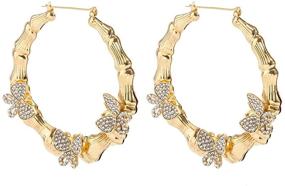 img 4 attached to Add a Touch of Elegance with HONB Gold Tone Bamboo Hoop Earrings – Hollow Casting & Round Design