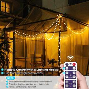 img 2 attached to 🌞 Waterproof Solar Powered Outdoor String Lights with Remote - 36 Feet 60LED Crystal Globe Patio Light, 8 Modes for Garden - Warm White