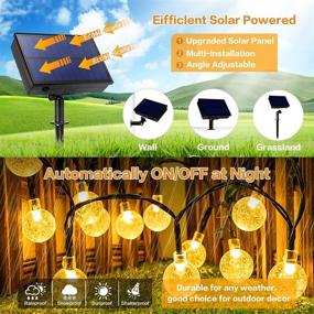 img 1 attached to 🌞 Waterproof Solar Powered Outdoor String Lights with Remote - 36 Feet 60LED Crystal Globe Patio Light, 8 Modes for Garden - Warm White