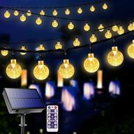 🌞 waterproof solar powered outdoor string lights with remote - 36 feet 60led crystal globe patio light, 8 modes for garden - warm white logo