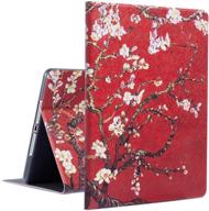 🌸 drodalala ipad case 9.7 inch - 6th & 5th gen, ipad air & air 2 - pu leather folio cover with adjustable stand, auto wake/sleep - apricot red flower logo