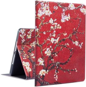 img 4 attached to 🌸 Drodalala iPad Case 9.7 inch - 6th & 5th Gen, iPad Air & Air 2 - PU Leather Folio Cover with Adjustable Stand, Auto Wake/Sleep - Apricot Red Flower