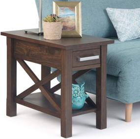 img 3 attached to 🔲 SOLID WOOD Rectangle Narrow Side Table - 14 inch Wide Contemporary Design in Warm Walnut Brown with Storage, 1 Drawer and 1 Shelf, Ideal for Living Room and Bedroom - SIMPLIHOME Kitchener