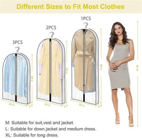 img 2 attached to 👗 Fyheart Hanging Garment Bags: Organize Your Closet with 6 Packs of Clear Zippered Suit Bags for Coats and Dresses