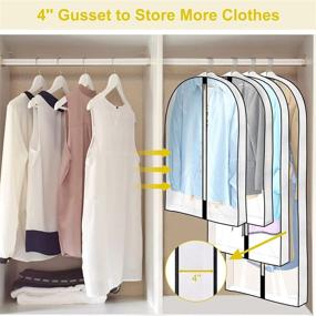 img 1 attached to 👗 Fyheart Hanging Garment Bags: Organize Your Closet with 6 Packs of Clear Zippered Suit Bags for Coats and Dresses