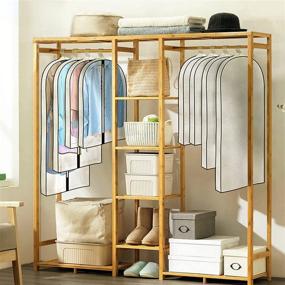 img 3 attached to 👗 Fyheart Hanging Garment Bags: Organize Your Closet with 6 Packs of Clear Zippered Suit Bags for Coats and Dresses