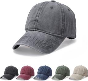 img 4 attached to Owmido Solid Color Baseball Cap: Retro Washed Cotton Cap, Adjustable Unisex Dad's Hat - Available in 1pcs, 3pcs, or 6pcs