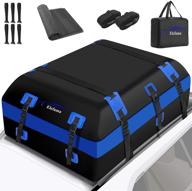 21 cubic ft waterproof soft car top carrier bag - elefama rooftop cargo with anti-slip mat, storage bag, 6 door hooks, 2 luggage straps | 700d pvc car roof bag for all vehicle suvs with or without rack logo