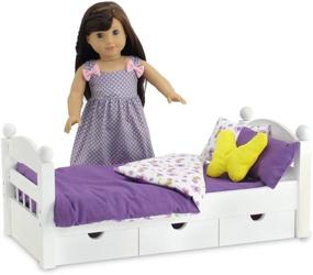 img 1 attached to 🦋 Enhance Your American Girl Doll's Bed with the Reversible Butterfly Print Bedding Set - Includes Comforter, Pillows, and Sheet- 18 Inch Doll Accessories