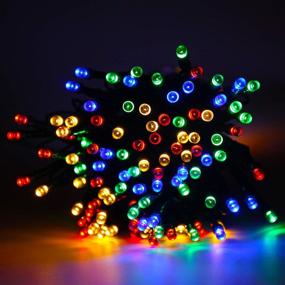 img 3 attached to 200LED Solar String Lights: 2-Pack Outdoor Green Wire Christmas Lights - Waterproof, 8 Modes Twinkle Multicolored Xmas Tree Garden Decorations