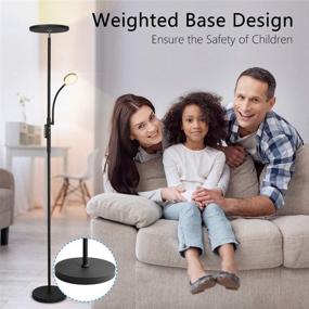 img 2 attached to Soarz Torchiere LED Floor Lamp: Adjustable Reading Light, 2000lm Main Light, Use Remote Control, Matte Black