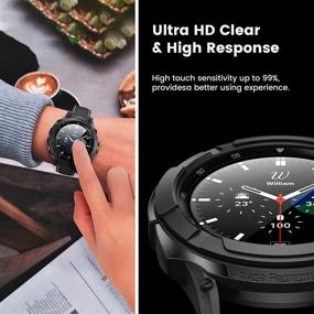 img 1 attached to 📱 Goton 3-в-1 комплект: чехол-бампер из прочного TPU Armor для Samsung Galaxy Watch 4 Classic 46мм + 2 закаленных стекла для защиты экрана + 1 кольцо безеля - черный