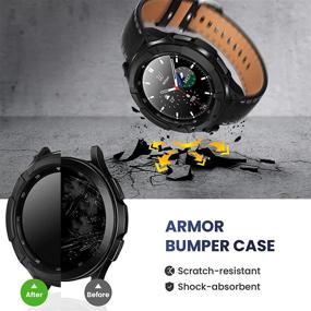 img 2 attached to 📱 Goton 3-в-1 комплект: чехол-бампер из прочного TPU Armor для Samsung Galaxy Watch 4 Classic 46мм + 2 закаленных стекла для защиты экрана + 1 кольцо безеля - черный