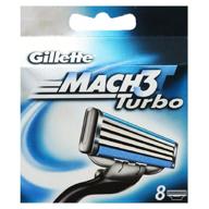 запасные кассеты для бритвы gillette mach 3 turbo razor - 8 штук (может отличаться). логотип