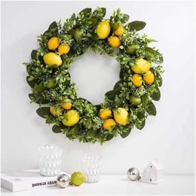 img 4 attached to Glitzhome Artificial Greenery Wreath Decorative