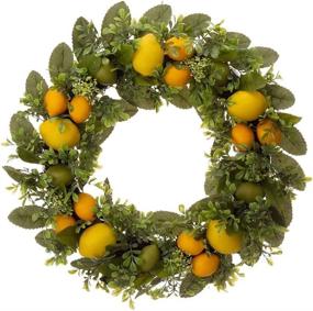 img 3 attached to Glitzhome Artificial Greenery Wreath Decorative