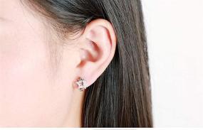 img 1 attached to 💫 Gemini CZ Star Hoop Earrings for Women Girls | 925 Sterling Silver Constellation Dangle Stud Pierce Earrings | Crystal Diamond Interlocking Stars | U Shape Huggie Charms Jewelry | Birthday Wedding Gift