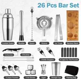 img 3 attached to Premium 26Pcs Stainless Steel Cocktail Shaker Set with Bamboo Stand - Ideal Bar Accessories for Home Bar Set and Martini Mixer Kit - Perfect for Creating Awesome Drinks - The Ultimate Gift Set!