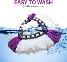 img 1 attached to 🧹 Set of 2 Purple & White Microfiber Spin Mop Head Replacements – 360° Easy Cleaning Mop Refills