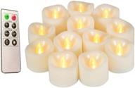 🕯️ remote control led flickering flameless votive tea lights candles - set of 12 with timer & batteries included - perfect for christmas & xmas decorations - 200 hours long lasting логотип