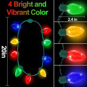 img 3 attached to 14-пач LED-ожерелья с лампочками для Рождественских украшений и вечеринок в стиле "Уродливое Рождество" - веселые мигающие огоньки для детей, девочек, мальчиков и взрослых (батарейки включены)🎄