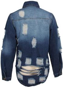 img 1 attached to 👖 chouyatou Women's Denim Jacket Coat for Spring and Fall with Ripped Holes - Casual Mid-Long Wear