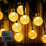 🌞 solar string lights outdoor: 60 led crystal globe lights with 8 modes, waterproof & solar powered patio lights for garden yard porch wedding party decor (warm white) logo