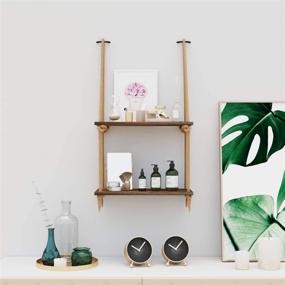 img 3 attached to BAMFOX Swing Rope Floating Shelf: 2 Tier Bamboo Hanging Storage Shelves for Stylish Organization in Any Room!