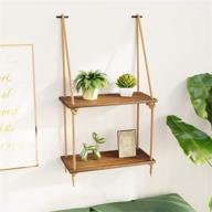 bamfox swing rope floating shelf: 2 tier bamboo hanging storage shelves for stylish organization in any room! logo