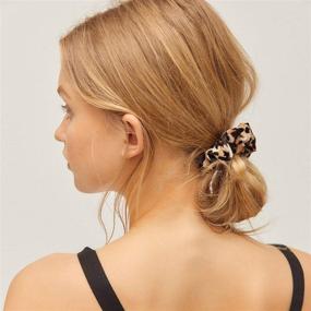 img 3 attached to 🐆 Stylish Leopard Print Scrunchie Hair Ties: Velvet Scarf Elastics for Women/Girls - Pack of 8