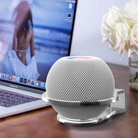 img 1 attached to Белая крепежная стойка для Homepod Mini на стену - дизайн, экономящий пространство, с идеальной организацией кабелей и принадлежностей для крепления.