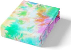 img 2 attached to 🌈 Vibrant Tie Dyed Fitted Sheet Set: Colorful Kids Tie Dye Bedding in Orange, Yellow, Pink, Blue - Perfect Psychedelic Spiral Swirl Batik Boho Hippie Bed Cover for Girls' and Teens' Room Decor with Bonus Pillow Sham (Rainbow, Twin)