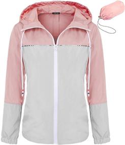 img 1 attached to 🧥 Bosbary Women's Waterproof Packable Windbreaker Hooded Rain Jacket (Gray/Pink, X-Large) - Active Outdoor Lightweight Raincoat