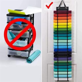 img 1 attached to 🗂️ Ultimate Vinyl Roll Holder: Wall Mount or Over The Door - 24 Compartment Vinyl Roll Storage Organizer Rack - Craft and Gift Wrap Storage Idea